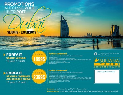 Duba&iuml; s&eacute;jours + excursions - Promotions Automne 2016 hiver 2017